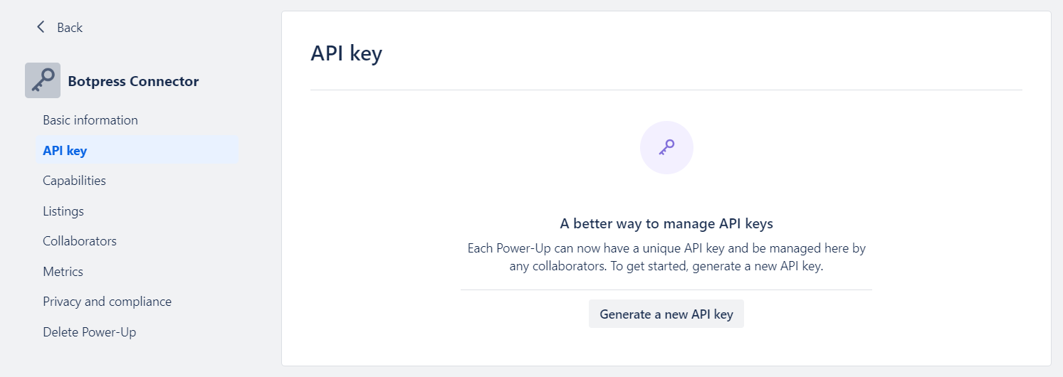Power-Up API Key Settings